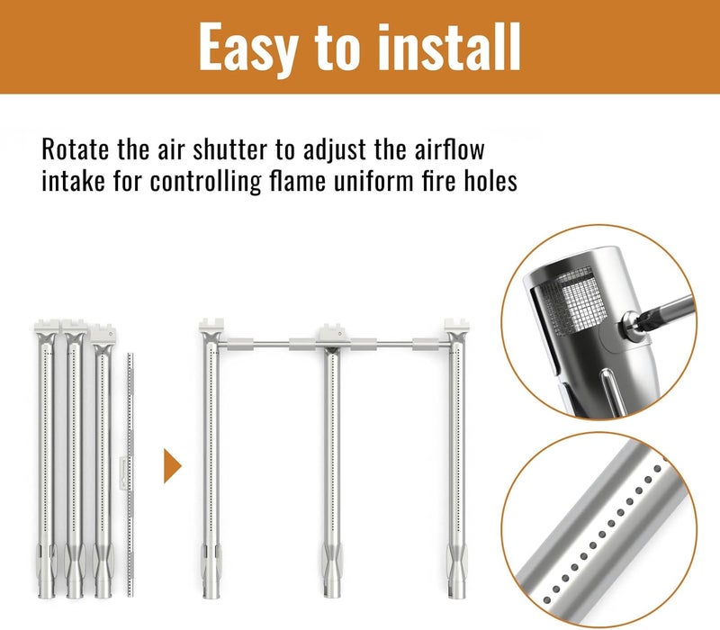Rushare Store Grill Replacement Parts for Weber Spirit II 300 Series, GS4 Spirit II E310 E320 E330 S310 S320 S330 68950 (Front-Mounted Control), 15.3" Flavorizer Bars 7636 and 18" Burner Tubes Set 69787 - Image 5